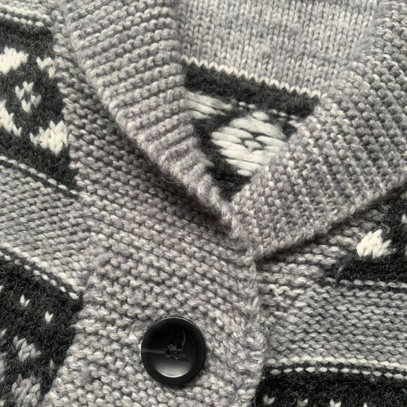 Sansara Fair Isle Cardigan Sweater Gray Women’s Small - Picture 4 of 5